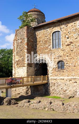 Colchester Castle Eingang zum Norman Keep und Museum Colchester Castle Park Colchester Essex England GB Europa Stockfoto