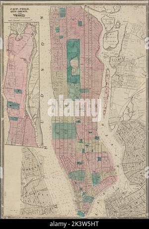 New York City, County und Umgebung. Handbuch für Valentines vorbereitet. 1866. Kartografisch. Karten. Lionel Pincus und Princess Firyal Map Division Stockfoto