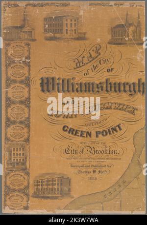 Karte der Stadt Williamsburgh und der Stadt Bushwick, einschließlich Greenpoint mit einem Teil der Stadt Brooklyn, kartografisch dargestellt. Karten, Katasterkarten. 1852. Lionel Pincus und Prinzessin Firyal Map Division. Brooklyn (New York, N.Y.), Grundbesitzer , New York (Staat) , New York, Williamsburg (New York, N.Y.), Bushwick (New York, N.Y.), Greenpoint (New York, N.Y.), Brooklyn (New York, N.Y.) Stockfoto