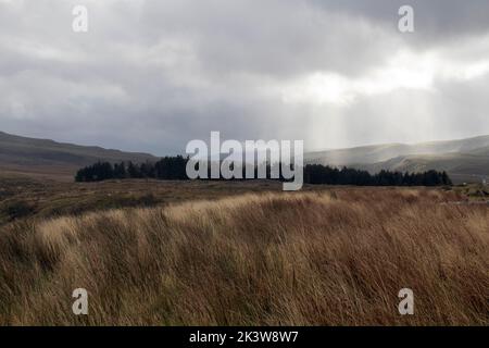 Blick vom Old man of Storr über die Halbinsel Trotternish Isle of Skye Inner Hebrides Schottland Stockfoto