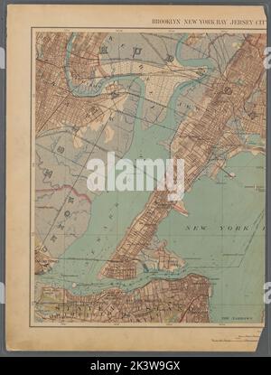 Doppelseitiges Schild Nr. 3: Brooklyn, New York Bay, Jersey City, Hoboken, Bayonne und Newark Bay kartografisch. Atlanten, Karten, Karten, topografische Karten. 1891. Lionel Pincus und Prinzessin Firyal Map Division. New York (New York), New York Metropolitan Area Stockfoto