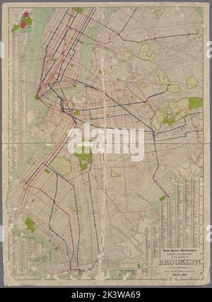 Neue Schnellreferenzkarte mit Straßenindex des Stadtbezirks Brooklyn. Kartografisch. Karten. 1916. Lionel Pincus und Prinzessin Firyal Map Division. Brooklyn (New York, N.Y.), Landkarten Stockfoto