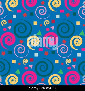 Ein farbenfroher, nahtlos abstrakter, spiralförmiger Hintergrund für Tapeten Stock Vektor