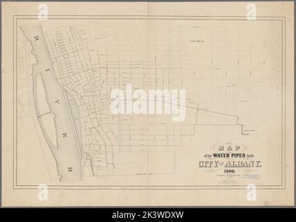 Karte der Wasserleitungen in der Stadt Albany kartografisch. Karten. 1860. Lionel Pincus und Prinzessin Firyal Map Division. Water-Pipes , New York (Bundesstaat) , Albany, Albany (N.Y.) Stockfoto