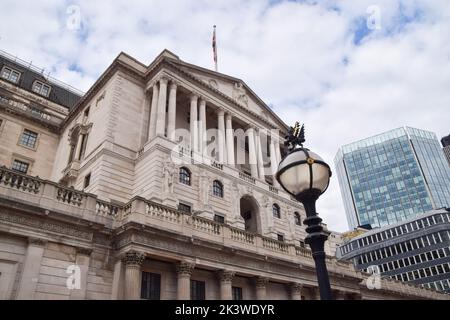 London, Großbritannien. 28. September 2022. Außenansicht der Bank of England in der City of London. Stockfoto