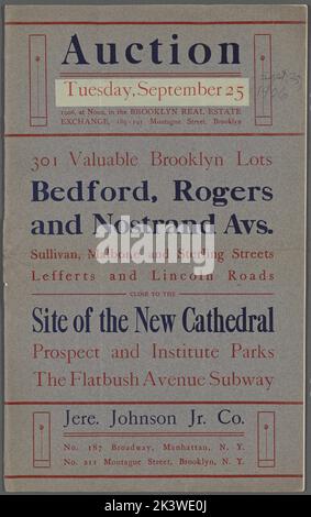 301 wertvolle Brooklyn Lose Bedford, Rogers und Nostrand Avs. Sullivan, Malbone und Sterling Streets Lefferts und Lincoln Roads, in der Nähe des Standorts der New Cathedral, Prospect und Institute Parks, der Flatbush Avenue Subway-Kartographie. Karten. 1905-05-04. Lionel Pincus und Princess Firyal Map Division Stockfoto