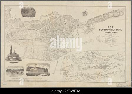 Karte von Westminster Park of the Thousand Island, St. Lawrence River Kartographie. Karten, Katasterkarten. 1880. Lionel Pincus und Prinzessin Firyal Map Division. Immobilien , New York (Bundesstaat) , Westminster, Westminster Park (N.Y.), Thousand Islands (N.Y. und Ont.) Stockfoto