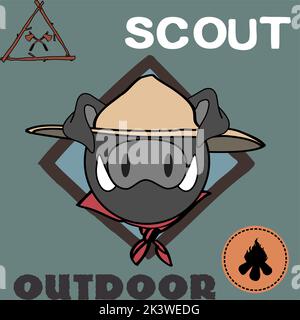 Wildschwein Cartoon Scout Uniform Insignia Pack Sammlung Illustration im Vektor-Format Stock Vektor