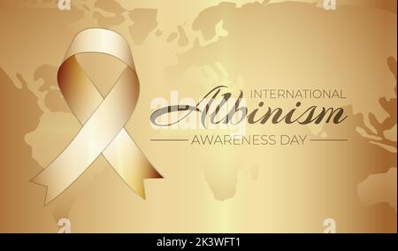 International Albinism Awareness Day Gold Ribbon Illustration Hintergrund Stock Vektor