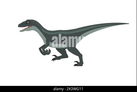 Velociraptor Wird Ausgeführt. Vektor-Illustration eines laufenden Dinosauriers Velociraptor isoliert auf weißem Hintergrund. Flaches Design, Seitenansicht. Stock Vektor
