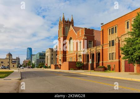 Oklahoma, 18 2022. AUGUST - Sonnenansicht der First Baptist Church Stockfoto