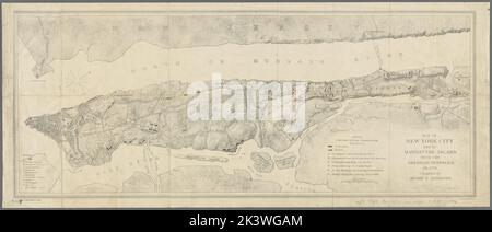 Karte von New York City und von Manhattan Island mit den amerikanischen Verteidigungsanlagen in 1776 kartografisch. Karten. 1878. Lionel Pincus und Prinzessin Firyal Map Division. Manhattan (New York, N.Y.), Manhattan (New York, N.Y.) , Geschichte, New York (Bundesstaat) , Geschichte , Revolution, 1775-1783, Vereinigte Staaten , Geschichte , Revolution, 1775-1783, New York (New York) Stockfoto