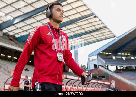 BRÜSSEL, BELGIEN - 22. SEPTEMBER 2022: Der walisische Brennan Johnson vor der Liga Ein 2022 Nations League Spiel gegen Belgien beim König Baudouin S Stockfoto