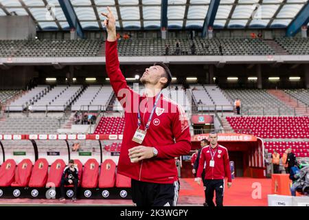 BRÜSSEL, BELGIEN - 22. SEPTEMBER 2022: Der walisische Kieffer Moore vor der Liga A 2022 Nations League gegen Belgien bei der King Baudouin Sta Stockfoto