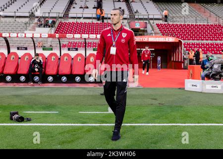 BRÜSSEL, BELGIEN - 22. SEPTEMBER 2022: Der walisische Gareth Bale vor der Liga Ein 2022 Nations League Spiel gegen Belgien im King Baudouin Stadi Stockfoto