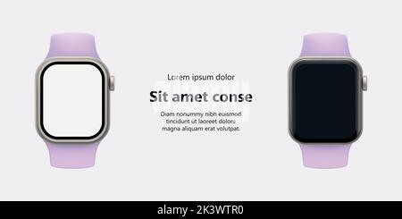 Neue Smartwatches auf weißer Vorderansicht Stock Vektor