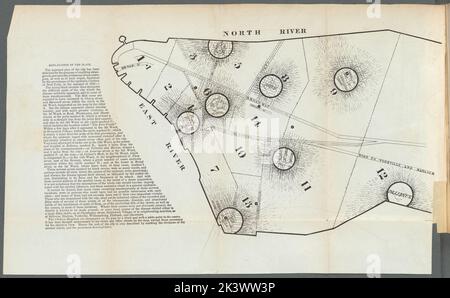 Karte von New York City mit der Ausbreitung des Cholera-Ausbruchs im Sommer 1832, Frontispice-Kartographie. Karten. 1833. Allgemeine Forschungsabteilung. Cholera Stockfoto