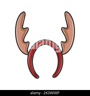 Rentier Geweih weihnachten Dekor auf Kopf Cartoon Cliparts. Festliches Attribut für Faschingsparty. Handgezeichnetes Neujahr Symbol isolierte Vektor-Illustration Stock Vektor