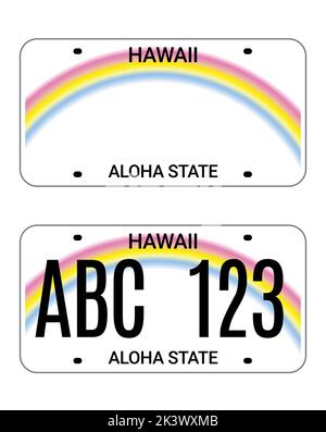 Kfz-Führerschein hawaii-Schild. Aloha State Vektor Nummernschild usa Vorlage Stock Vektor