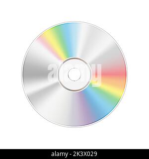 CD-DVD-Disc. Blue-ray-Audio- und Videospeicher in glänzendem Silber. Vektorgrafik. Stock realistische Grafik Bild. Medientechnik Stock Vektor
