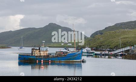 Loch Miavaig und Pier, Miavaig, Lewis, Isle of Lewis, Hebrides, Äußere Hebriden, Westliche Inseln, Schottland, Vereinigtes Königreich, Großbritannien Stockfoto