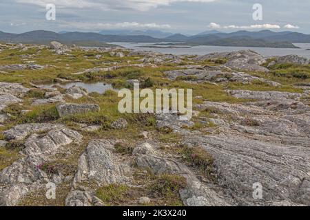 Felsenlandschaft zwischen Bosta und Tobson, Bernera, Great Bernera, Hebriden, Äußere Hebriden, Western Isles, Schottland, Vereinigtes Königreich Stockfoto