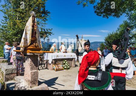 Teverga, Asturien, Spanien, 15. August 2022. Festival von El Cebrano in der Stadt Carrea, in Teberga, Asturien. Stockfoto