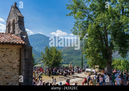 Teverga, Asturien, Spanien, 15. August 2022. Festival von El Cebrano in der Stadt Carrea, in Teberga, Asturien. Stockfoto