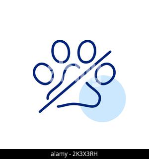 Keine Haustiere erlaubt Hotel und Geschäft Symbol. Gekreuzte Pfote im Kreis. Pixelgenaue, bearbeitbare Kontur Stock Vektor