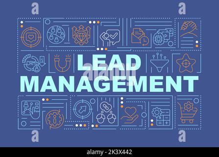 Wortkonzepte für den Lead-Management-Prozess dunkelblaues Banner Stock Vektor