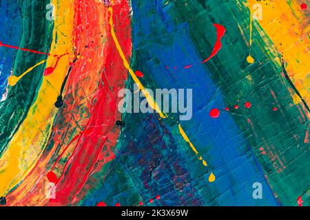 Bunte abstrakte Acrylmalerei auf Leinwand Stockfoto