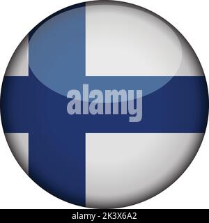 finnland Flagge in glänzenden runden Knopf der Ikone. finnland Emblem auf weißem Hintergrund isoliert. Nationales Konzeptschild. Unabhängigkeitstag. Vektorgrafik Stock Vektor