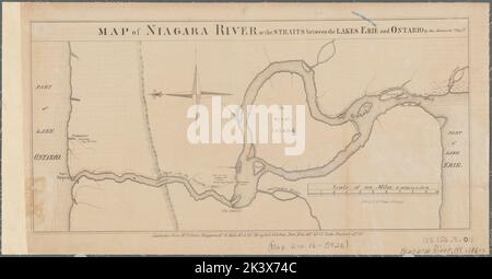 Karte des Niagara River oder der Meerenge zwischen den Seen Erie und Ontario Meerenge zwischen den Seen Erie und Ontario kartografisch. Karten. 1860 - 1869. Lionel Pincus und Princess Firyal Map Division. Niagara River (N.Y. und Ont.), Nordamerika , Niagara River Valley (N.Y. und Ont.) Stockfoto