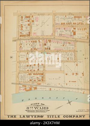 Newark, Double Page Plate No. 20 Karte begrenzt durch Summer Ave., Chester Ave., Passaic River, 3. Ave. 1889. Kartografisch. Atlanten, Karten, Pläne, Vermessung. Lionel Pincus und Princess Firyal Map Division. Newark (N.J.) Stockfoto