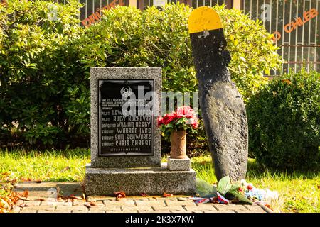 Ceminy, (Plzensky kraj) Denkmal der Tschechischen Republik, das der Besatzung des Bomberflugzeugs B-17G gewidmet ist Stockfoto