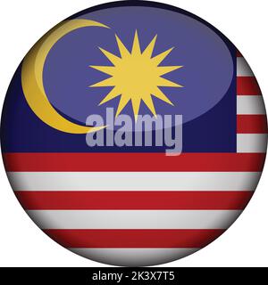 malaysia Flagge in glänzenden runden Knopf der Ikone. malaysia Emblem isoliert auf weißem Hintergrund. Nationales Konzeptschild. Unabhängigkeitstag. Vektorgrafiken Stock Vektor