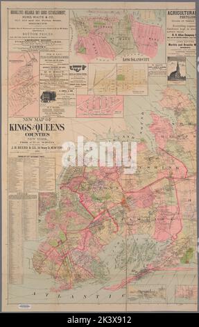 Neue Karte der Grafschaften Kings and Queens, New York :: Aus aktuellen Umfragen kartografisch. Karten. 1886. Lionel Pincus und Prinzessin Firyal Map Division. Brooklyn (New York, New York) Stockfoto