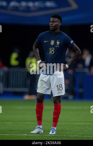 PARIS, FRANKREICH - 22. SEPTEMBER: Benoit Badiashile von Frankreich während der UEFA Nations League Ein Spiel der Gruppe 1 zwischen Frankreich und Österreich im Stade de Stockfoto