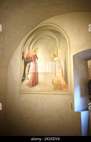 Verkündigung Fresko von Fra Angelico in einer Mönchszelle im Museum San Marco in Florenz Italien Stockfoto