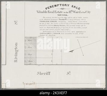 Peremptory Verkauf von wertvollen Immobilien in der 11. ward of the City New-York : die Immobilie auf dieser Karte beschrieben wird bei der öffentlichen Auktion an der Merchants' Exchange am Dienstag, den 3.. Februar 1835, von Franklin & Jenkins, Auktionatoren kartografisch verkauft werden. Katasterkarten, Karten. 1835. Lionel Pincus und Prinzessin Firyal Map Division. USA , New York (Bundesstaat) , New York, Grundbesitzer , New York (Bundesstaat) , New York, Immobilien , New York (Bundesstaat) , New York, Immobilienauktionen , New York (Bundesstaat) , New York, Manhattan (New York, N.Y.), Lower East Side (New York, N.Y.) Stockfoto