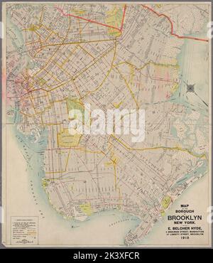 Karte des Stadtteils Brooklyn, New York. Kartografisch. Karten. 1910. Lionel Pincus und Prinzessin Firyal Map Division. Brooklyn (New York, N.Y.), Landkarten Stockfoto