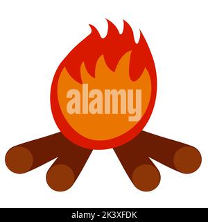 Vektor Camp Feuer in Hand gezeichnet Cartoon flachen Stil. Feuer Stock Vektor