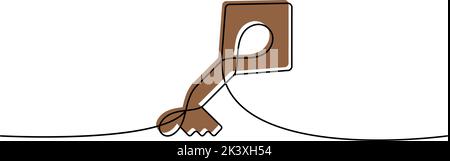 Geben Sie eine Zeile farbige kontinuierliche Zeichnung ein. Home-Taste kontinuierliche eine Zeile bunte Abbildung. Vektor minimalistische lineare Illustration Stock Vektor