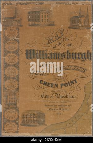 Karte der Stadt Williamsburg und der Stadt Bushwick, inkl. Greenpoint mit einem Teil der Stadtkartografie von Brooklyn. Karten. 1852. Lionel Pincus und Prinzessin Firyal Map Division. Brooklyn (New York, New York) Stockfoto