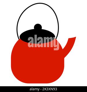 vektor-Illustration von Teekannen in Cartoon-flachen Stil. Teakettle auf weißem Hintergrund für Web, Kartendesign, Aufkleber, Kindertextilien Stock Vektor