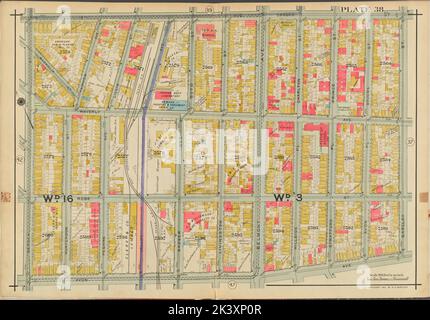 Newark, V. 2, Double Page Plate No. 38 Karte begrenzt durch 18. Ave., Spruce St., Barclay St., Avon Ave., Bergen St. kartografisch. Atlanten, Karten. 1911-12. Lionel Pincus und Princess Firyal Map Division. Newark (N.J.) Stockfoto