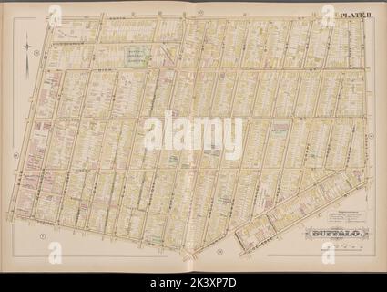 Buffalo, Doppelseite Platte Nr. 11 Karte begrenzt durch North St., Jefferson St., Genesee St., Goodell St., Main St. kartografisch. Atlanten, Karten. 1891. Lionel Pincus und Prinzessin Firyal Map Division. Immobilien , New York (Staat) , zBuffalo Stockfoto