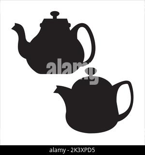 Vektor-Set Von Teekannen Silhouetten Illustration Isoliert Auf Weißem Hintergrund Stock Vektor