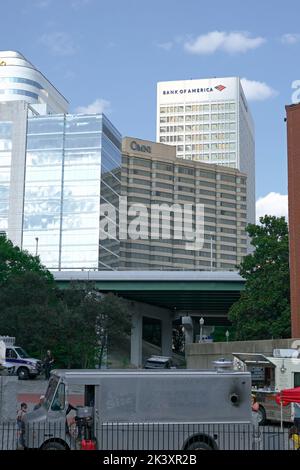 Downtown Richmond, Virginia entlang des Haxall Canal Walk. Stockfoto