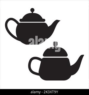 Vektor-Set Von Teekannen Silhouetten Illustration Isoliert Auf Weißem Hintergrund Stock Vektor